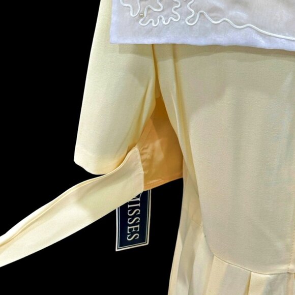 NEW JBS Tie Back Maxi Dress Size 10 Yellow Bib Collar Pleated Easter Cottage VTG - Picture 9 of 14